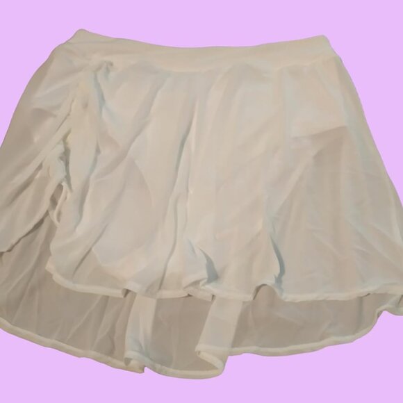 High Waisted Mesh Swim Skirt with Ruched Side and Built-in Bikini Briefs - Picture 6 of 8